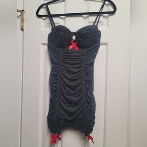 Victoria's Secret Sexy Little Things Black and Red Lace Chemise